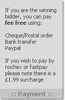Pay fee free by Bank Transfer, Cheque/PO or Paypal